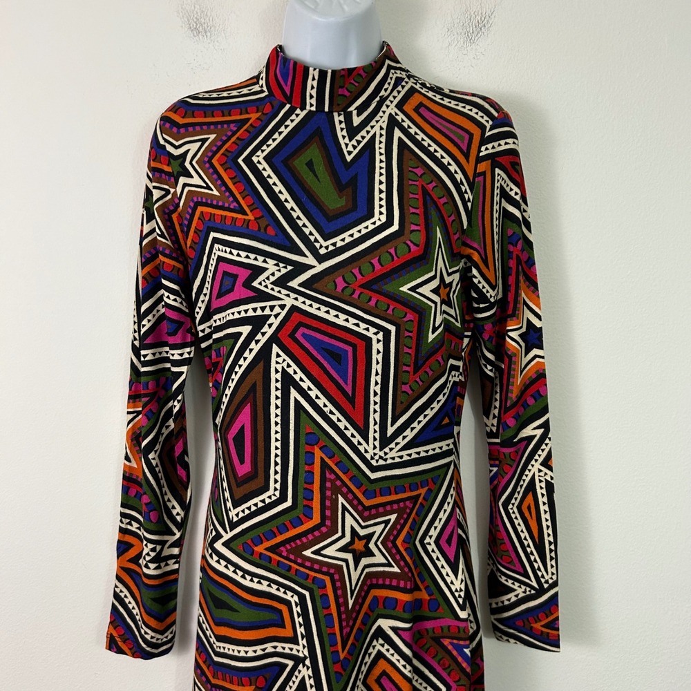 Farm Rio Size Small Mystic Trip Jersey Knit Dress Geometric Star Print - Picture 2 of 11